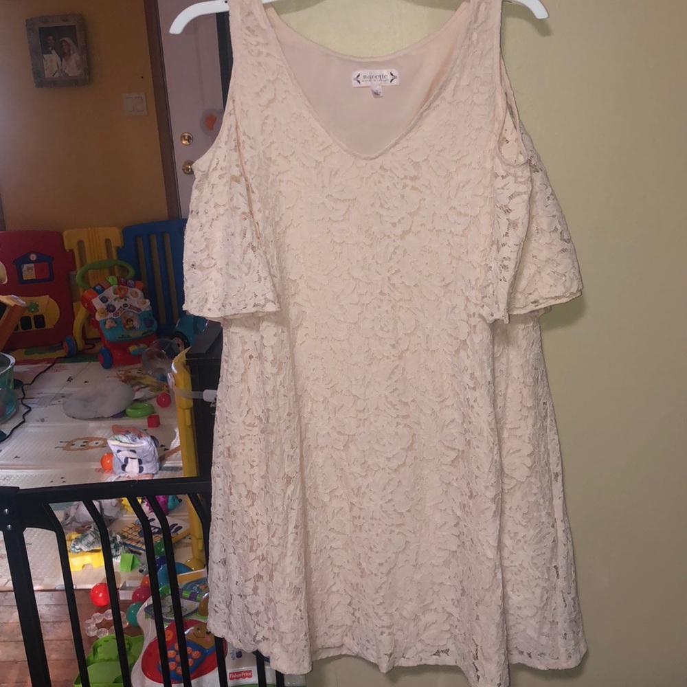 Pink lace mini dress